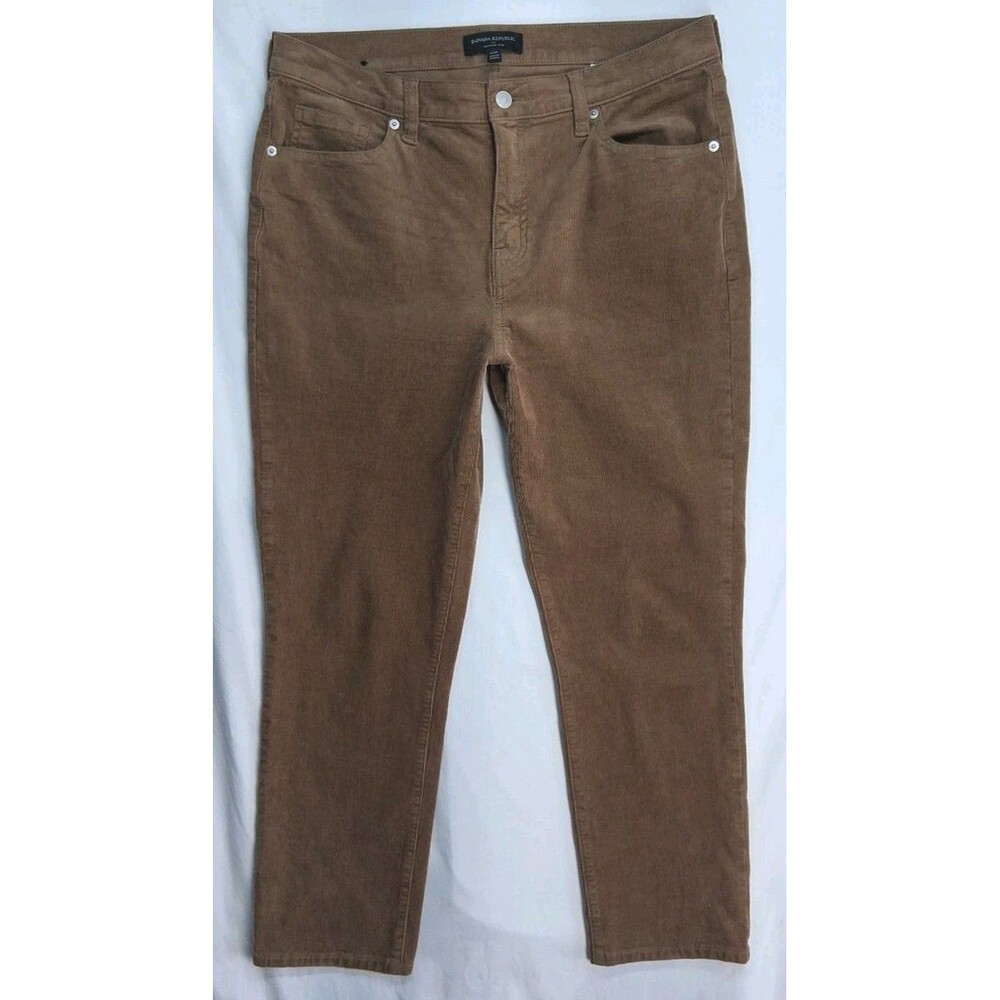Banana Republic Women 12 Pants Brown Corduroy High Rise Slim Straight Winter